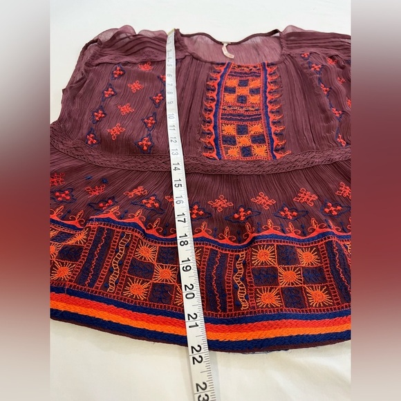 Free People All Your Feelings Sheer Blouse Purple + Orange Sleeveless Top, sz XS - Picture 14 of 14